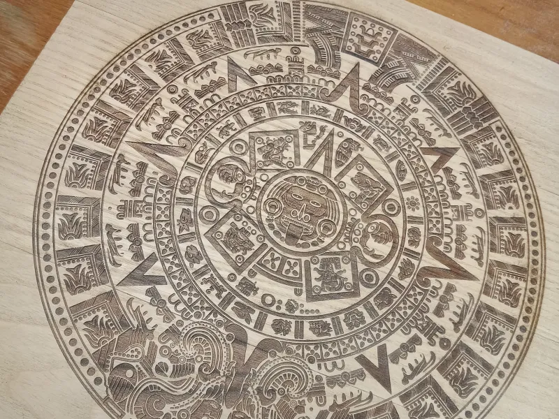 Mayan Calendar on a Wooden Tablet